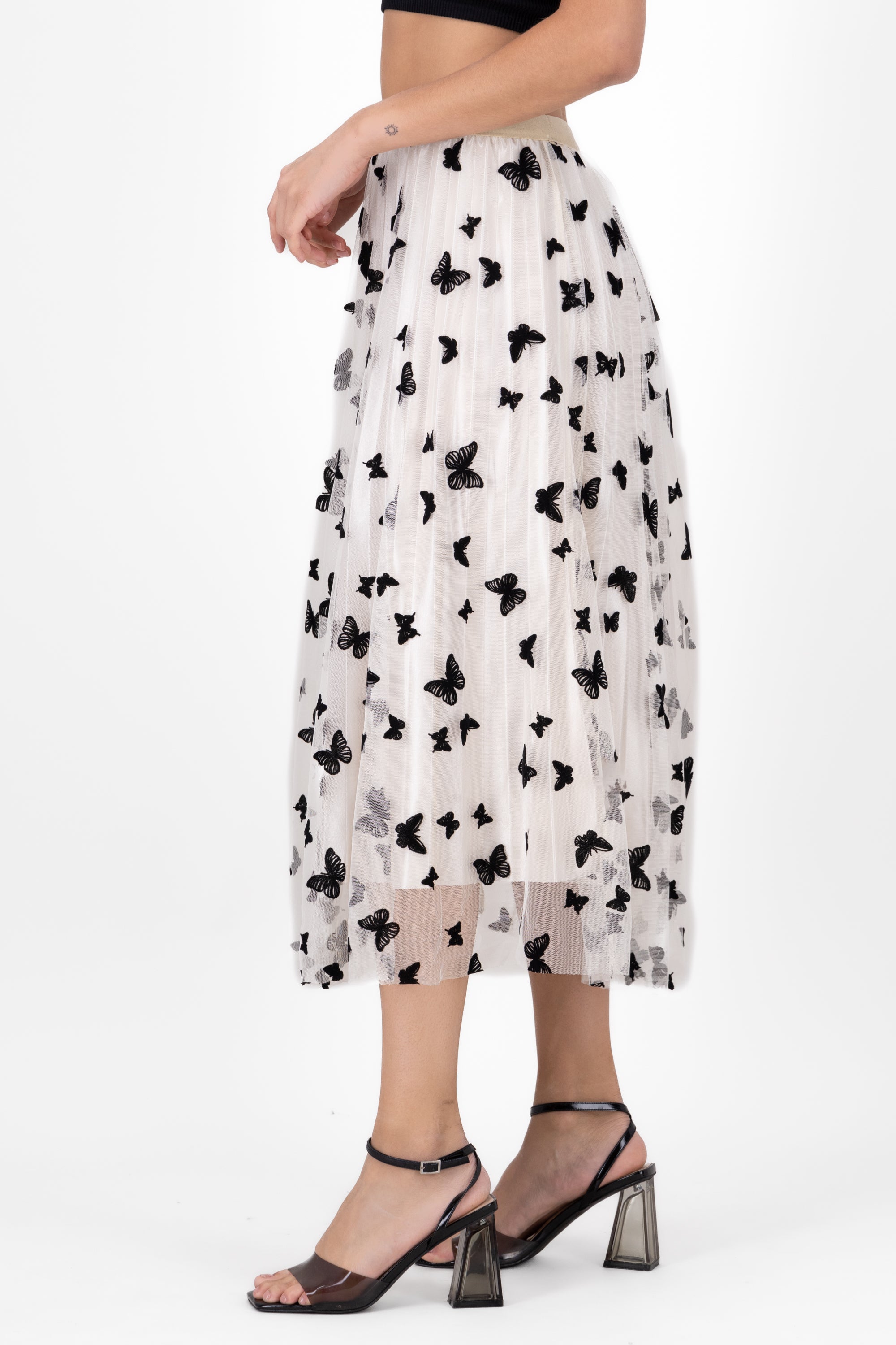 ButterflyPrint Tulle MidiSkirt