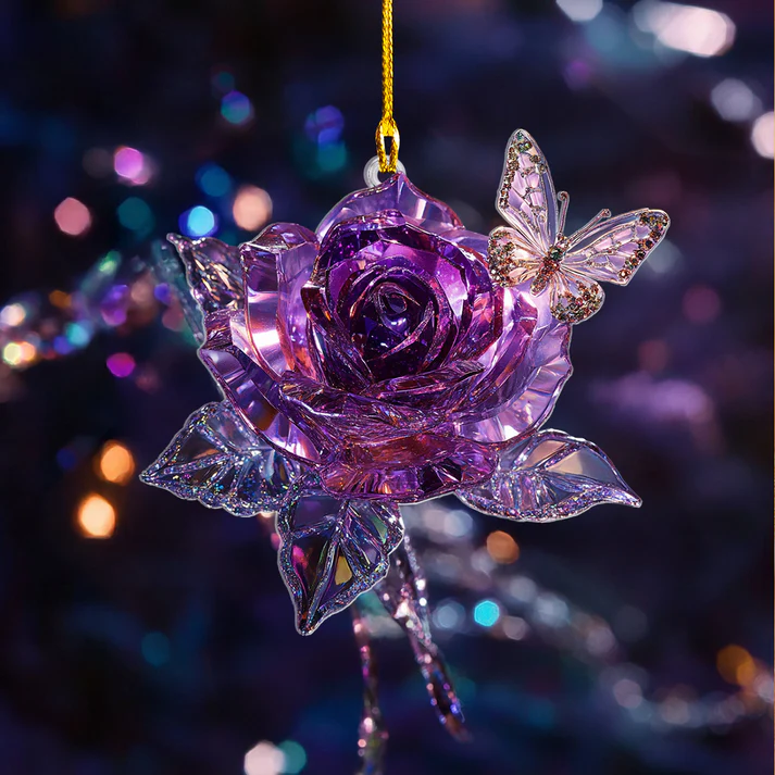 Gorgeous Crystal Rose Ornament