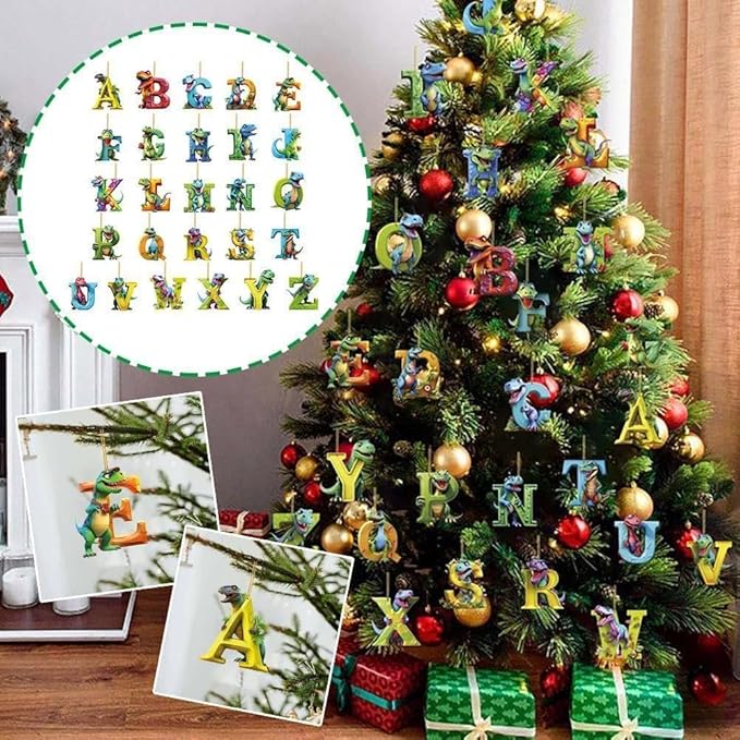 🦖🦖Christmas Dinosaur Alphabet Ornaments