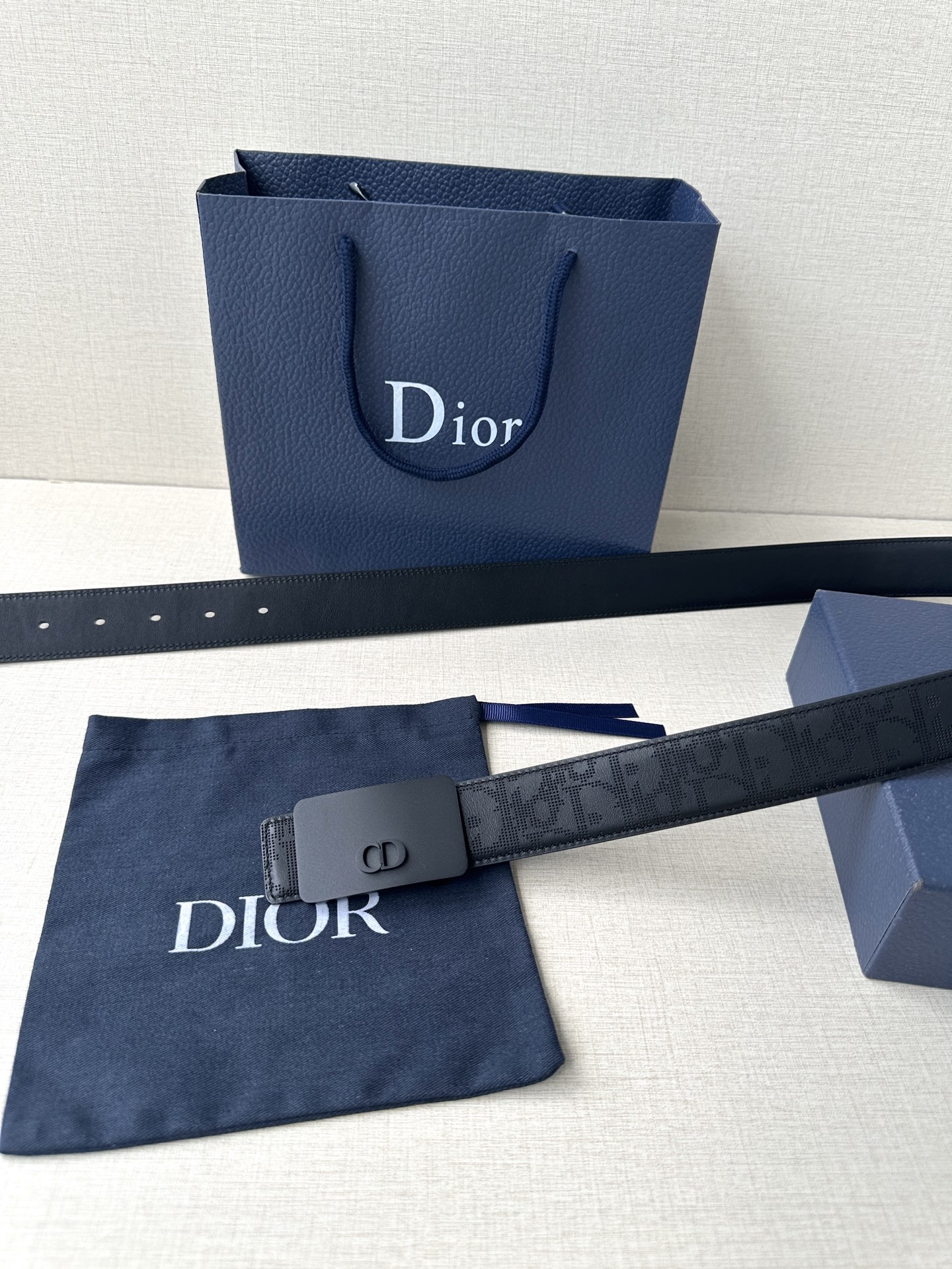 Dior square buckle leather belt 3.5CM wide