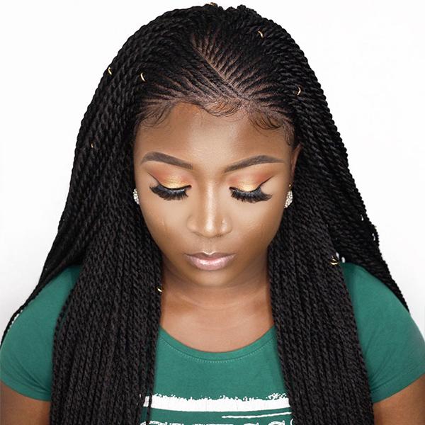 100% Hand-Braided Side Part Cornrow 13x5 Braided Lace Wig