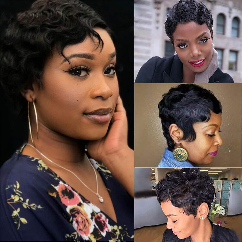 Lunawigs Women's Super Short Curly Parted Wigs - Bob Collection