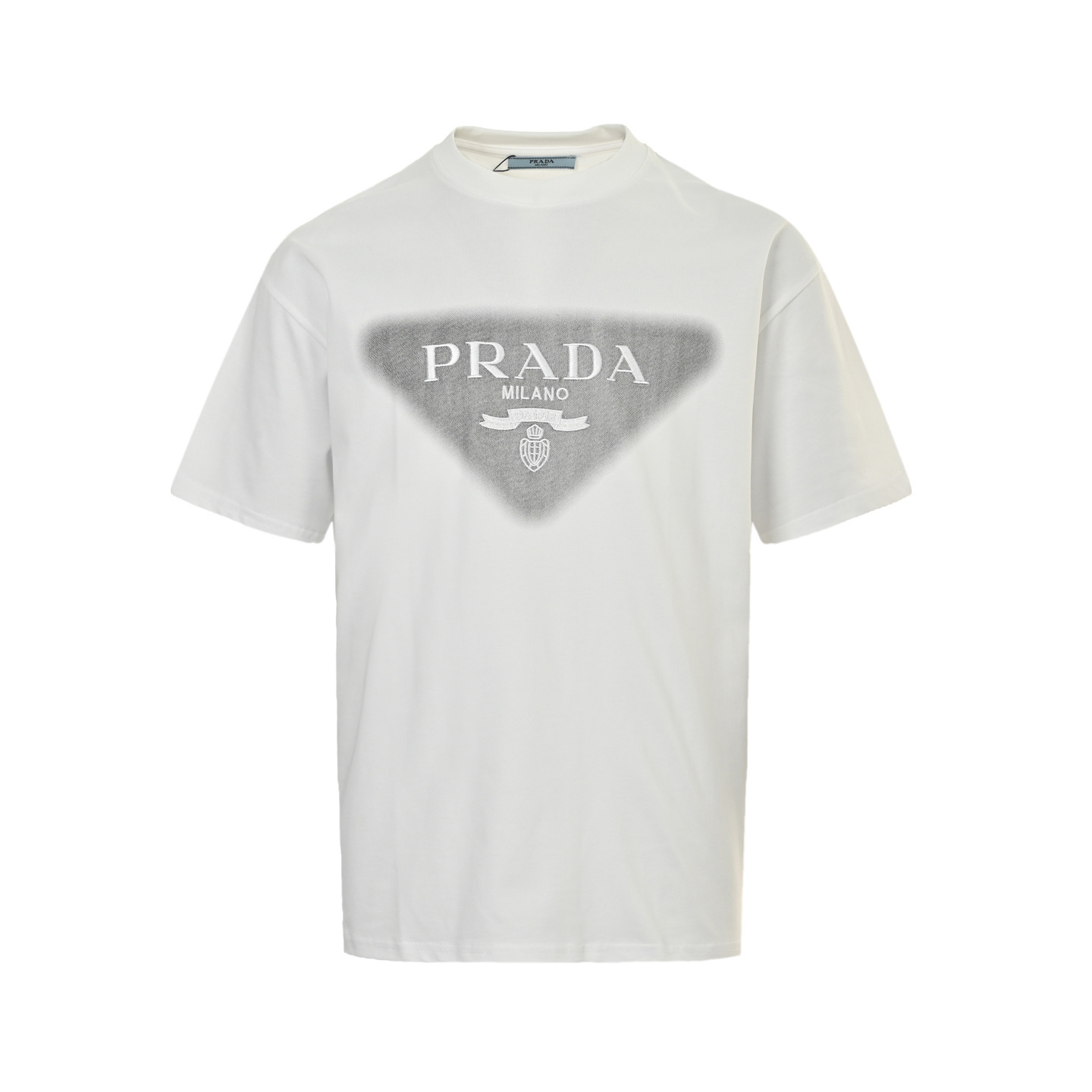 Prada 25ss triangle logo embroidered inkjet short sleeve