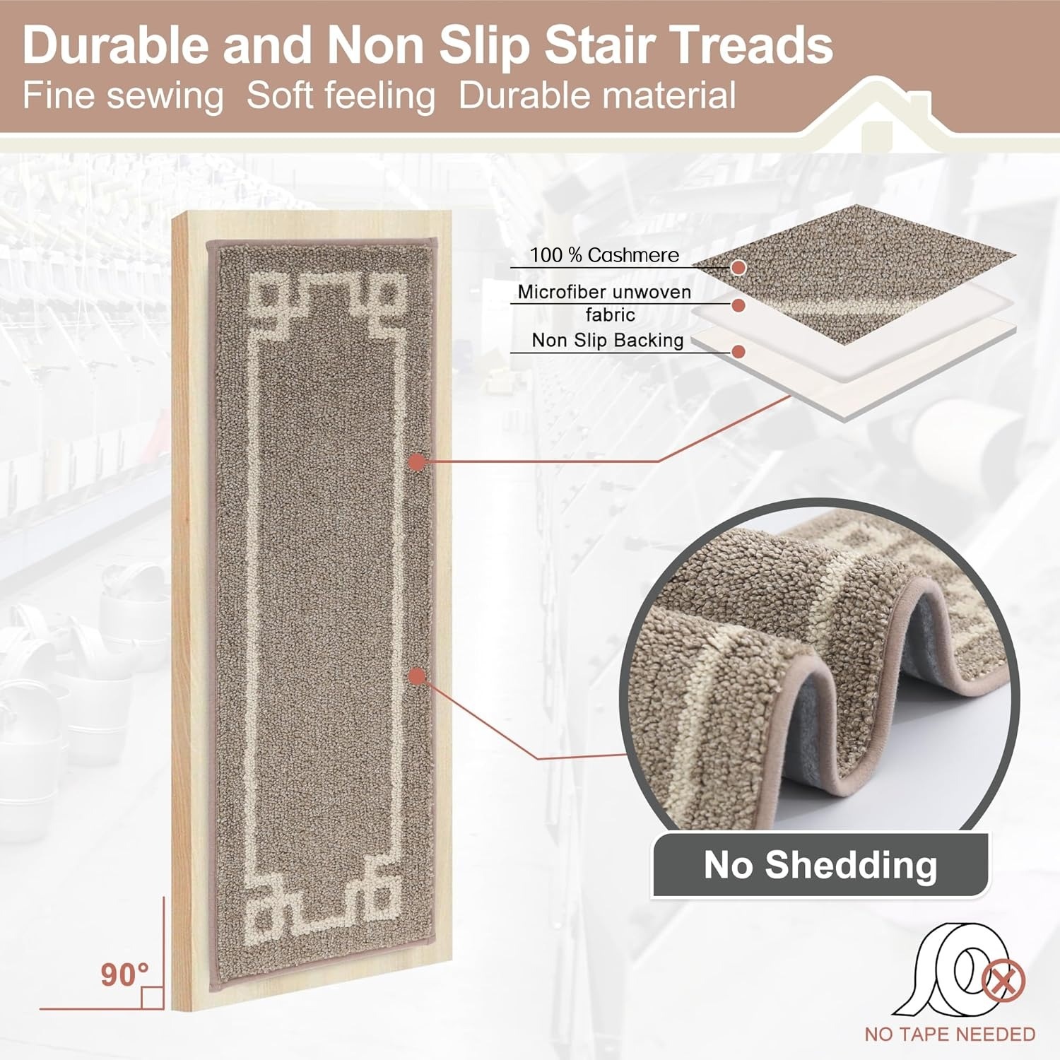 💥Exclusive Sale💥Soft Cashmere Non-Slip Washable Reusable Carpet Stair Treads 28inX9in