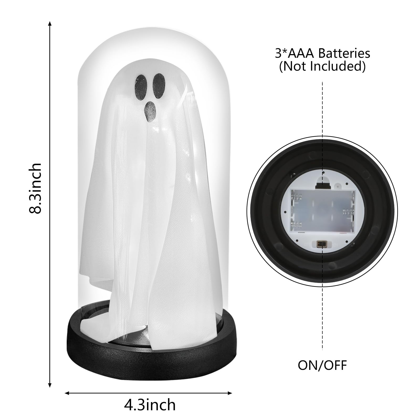 🏆Limited Sale⚡Almost Gone💥👻 Light Up Ghost in Glass Cloche