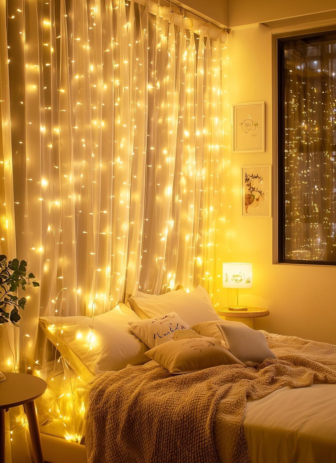 💥Last Day 49% OFF💥300 LED Fairy Curtain Lights, 9.8ft x 9.8ft, USB Plug in 8 Lighting Modes