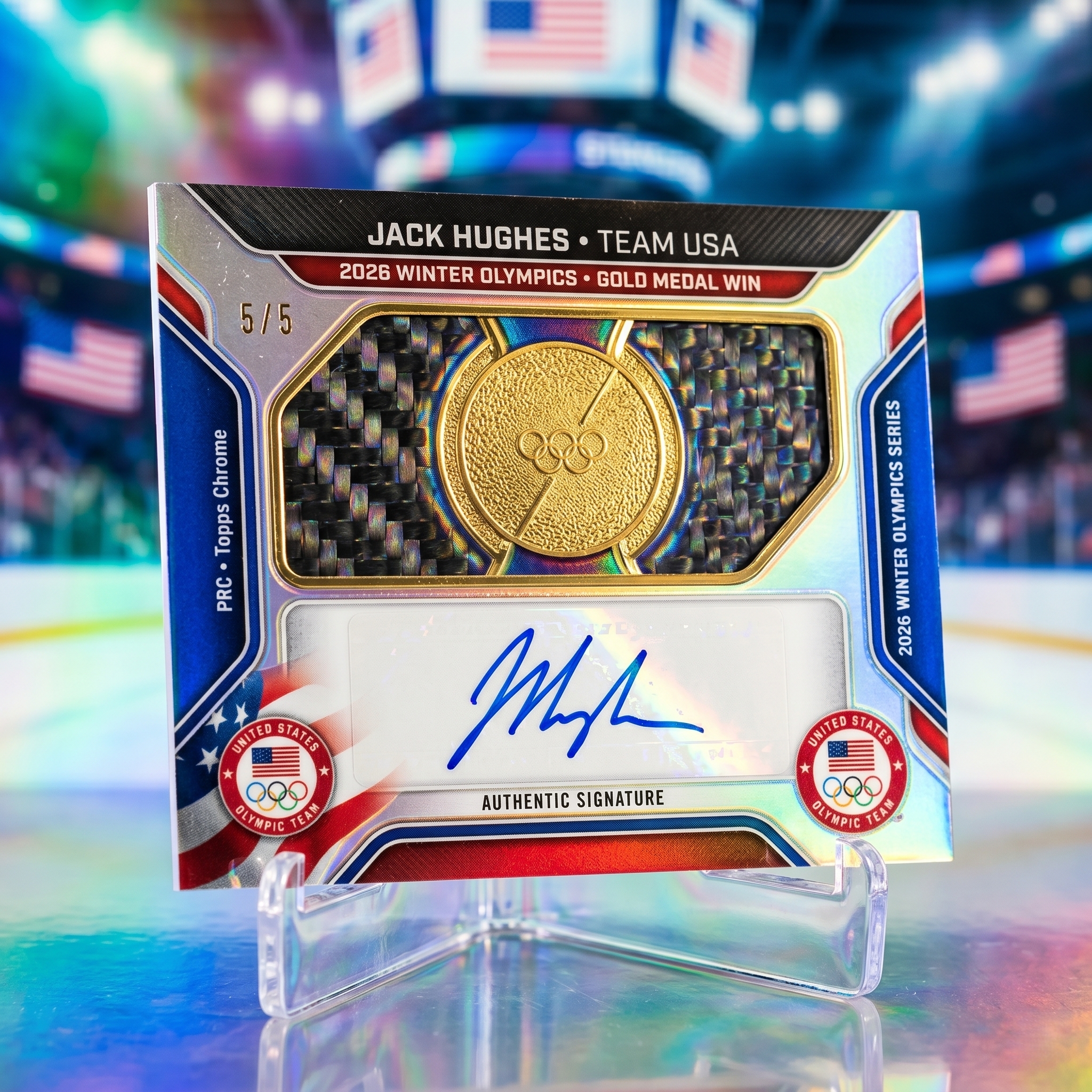 Jack Hughes - 2026 Olympics Topps NOW Chrome Jersey Relic – 1/1