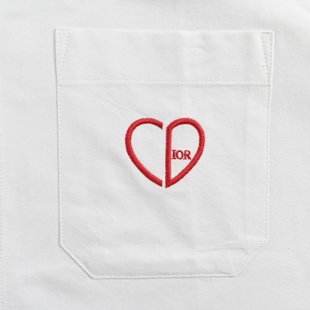 Dior 24Fw heart embroidered long-sleeved shirt