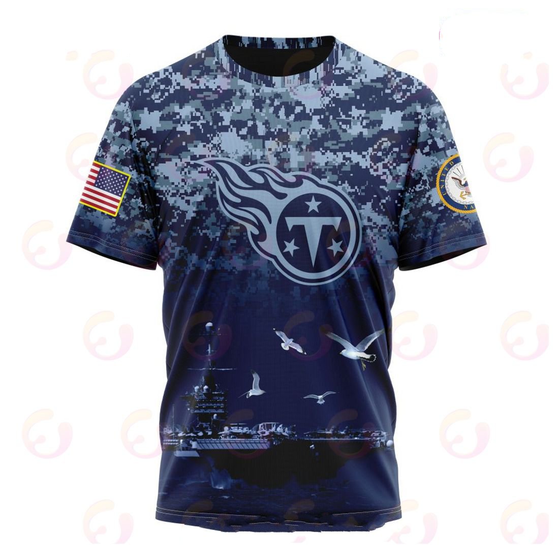 TENNESSEE TITANS 3D HOODIE HONOR US NAVY VETERANS