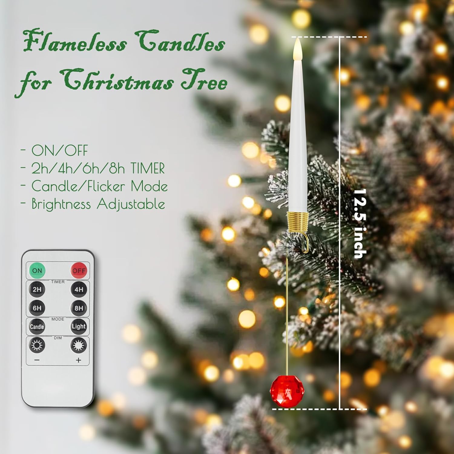 🎄CHRISTMAS ON SALE🔥Christmas Tree Candles with Hooks & Remote - 8 Pack