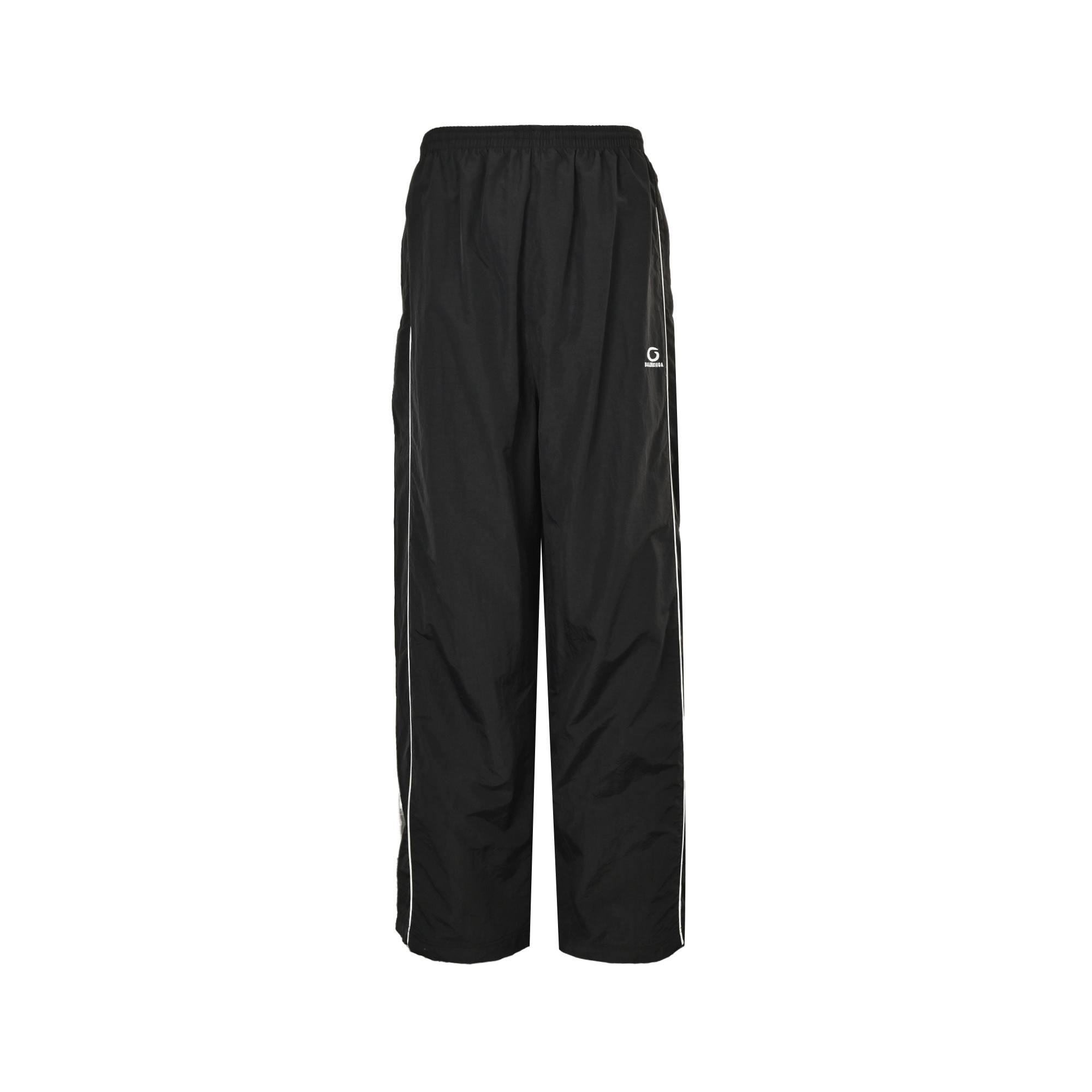Balenciaga 25Fw half-circle embroidered white striped tracksuit trousers