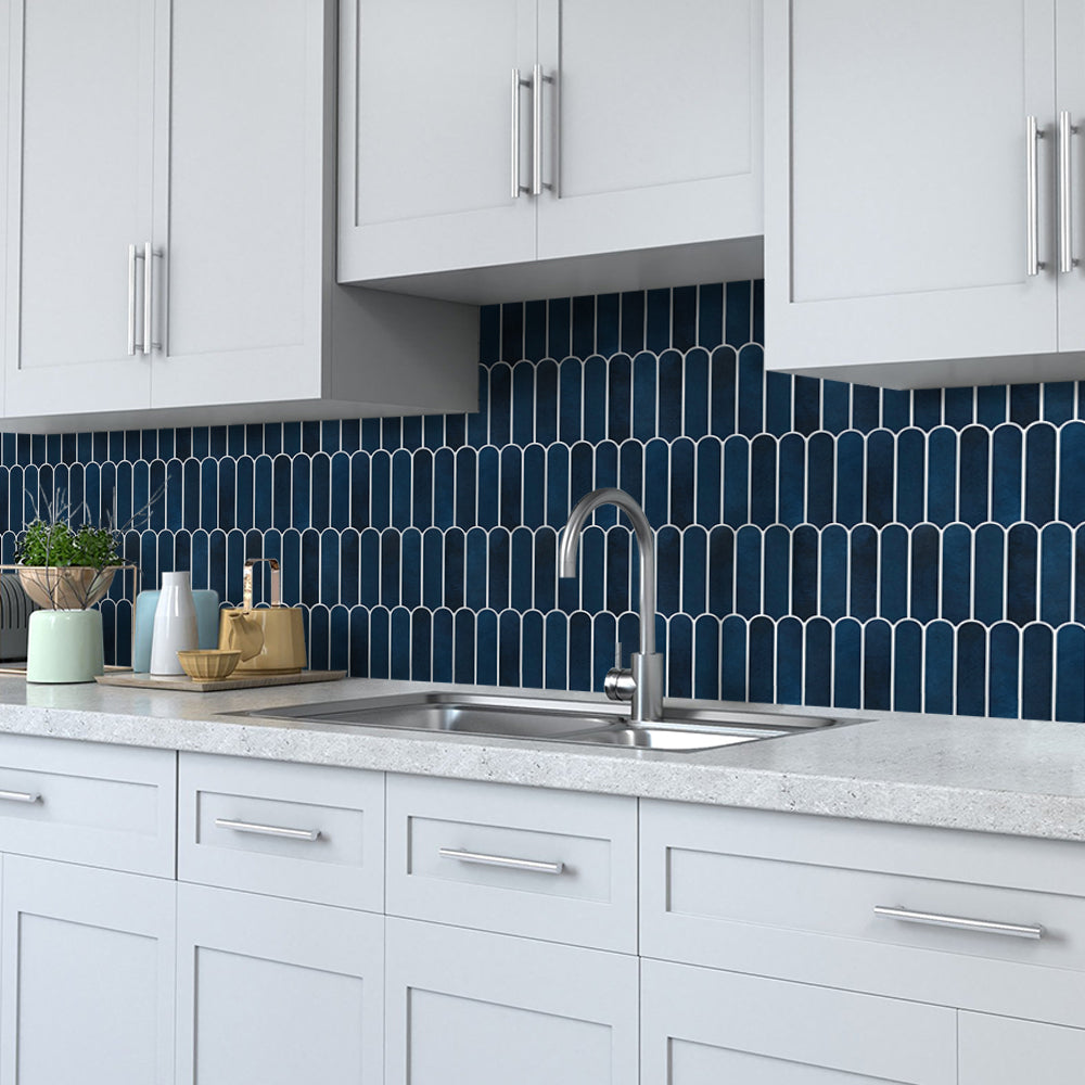 3D Midnight Blue Fish Scale Peel and Stick Wall Tile