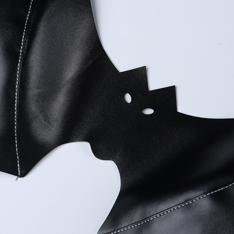 Bat Pattern PU Leather Lace Up Top