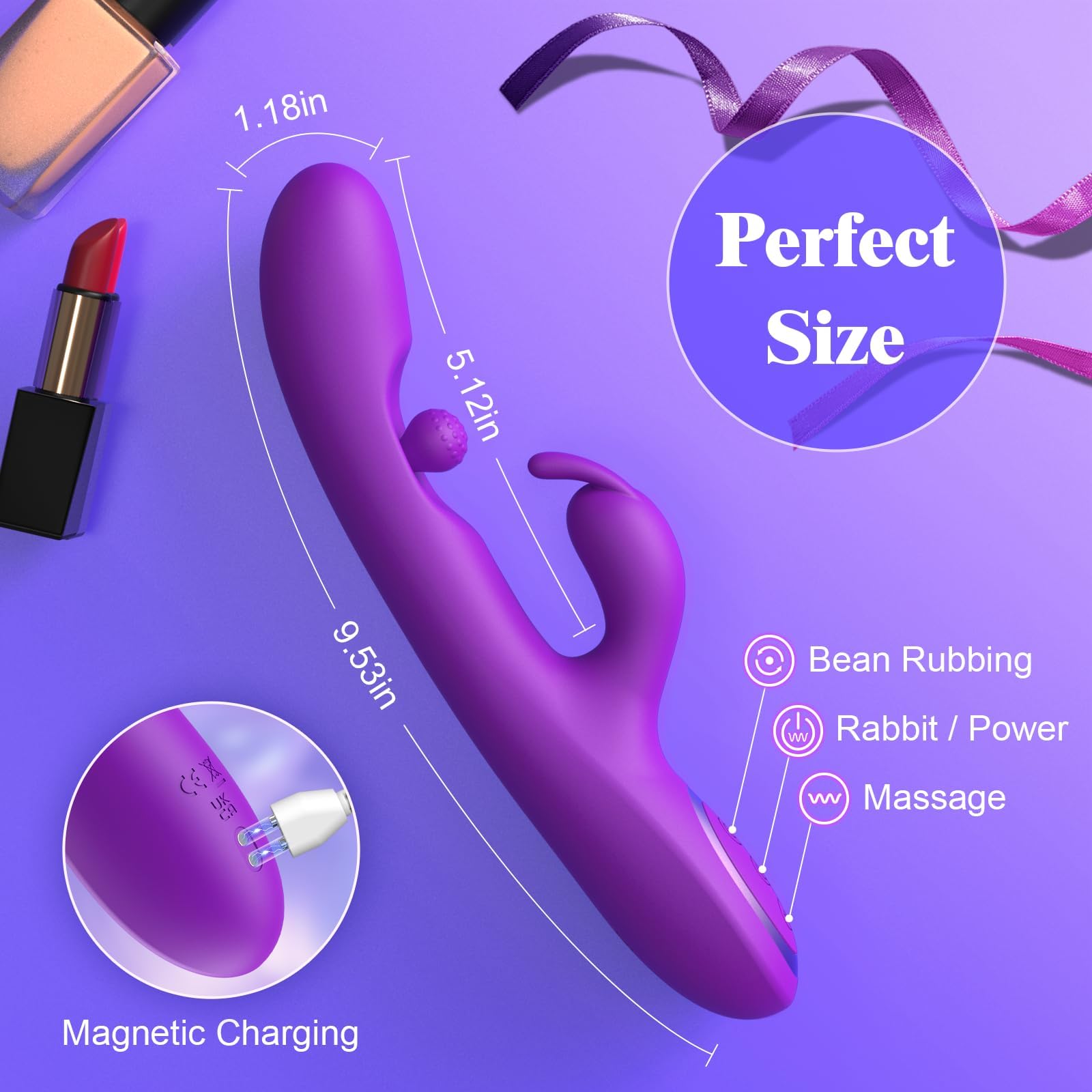 3-in-1 Rotating Rabbit Vibrator – G Spot, Clit & A-Spot Stimulation with 24 Custom Modes