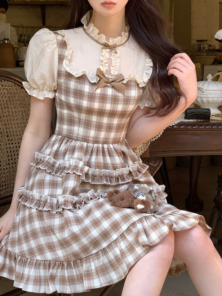 Kawaii Plaid Princess Dress