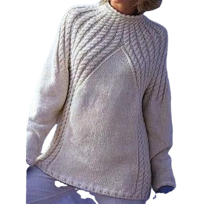 Women's Loose and Warm Thick Knitted Sweater with Thick Hemp Flowers