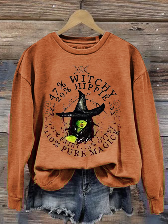 🔥Buy 3 Get 10% Off🔥Women'S Casual Halloween Witch Print Sweatshirt