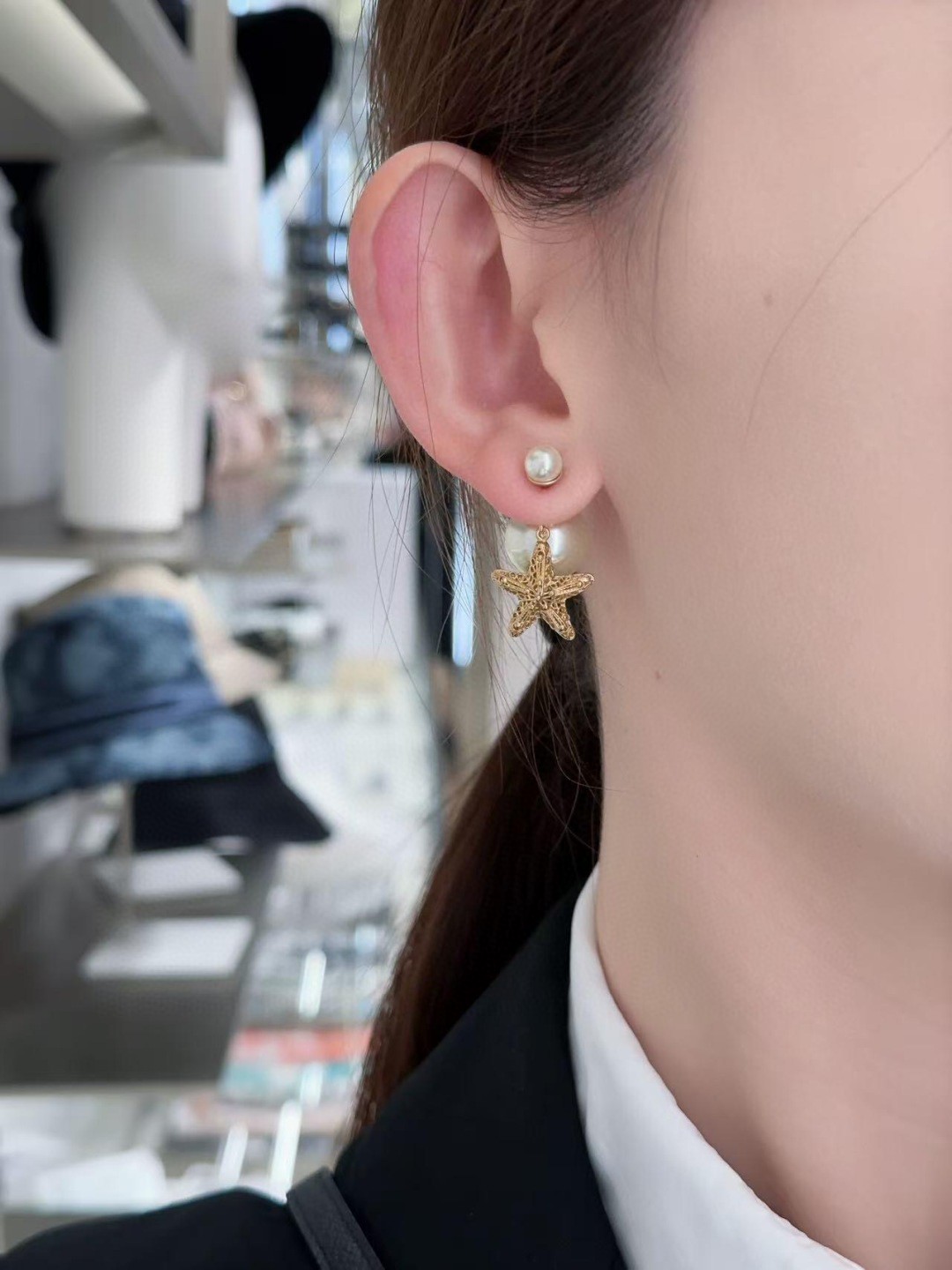 Dior starfish pearl earrings