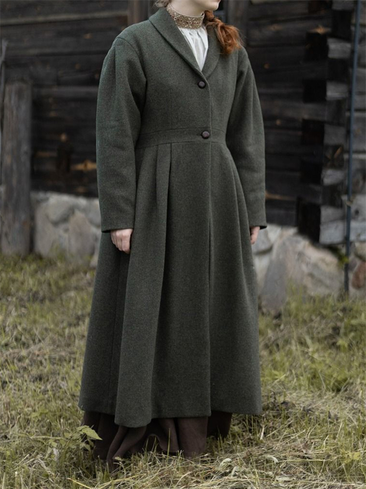 Vintage Classy Pleated Cozy Wool Coat