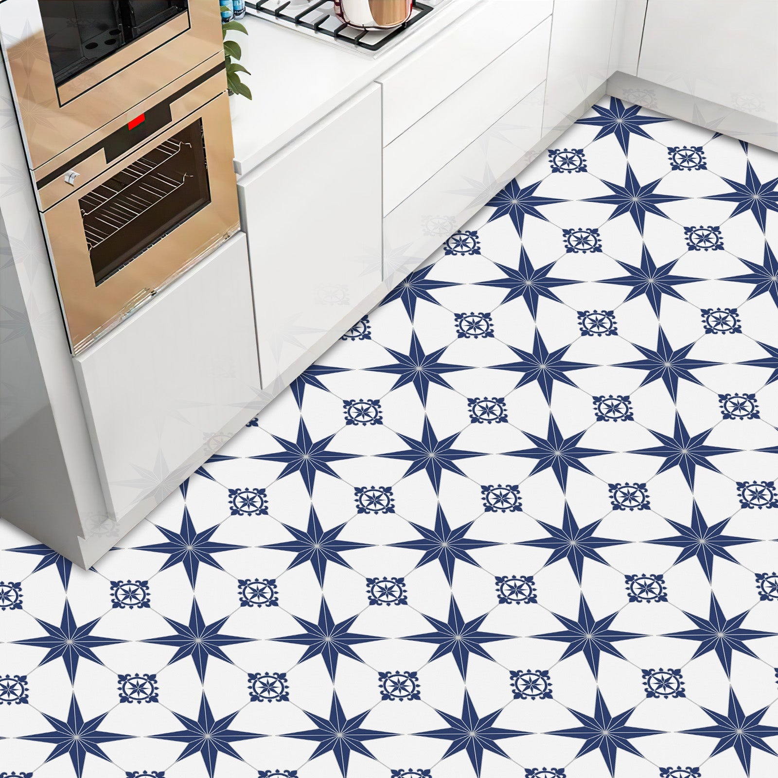 Blue Star Peel and Stick Vinyl Floor Tile Sticker
