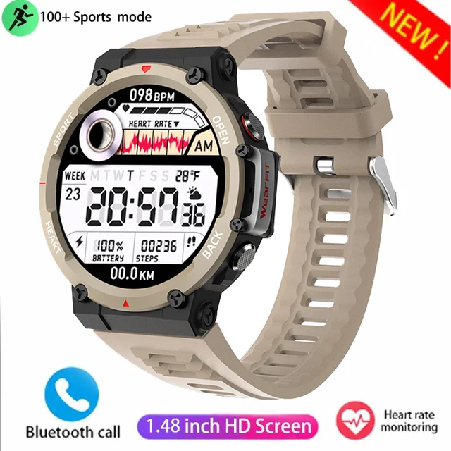 2024 New outdoor HD Bluetooth call men's smartwatch 1.48inch full screen touch heart rate and blood pressure monitoring + box