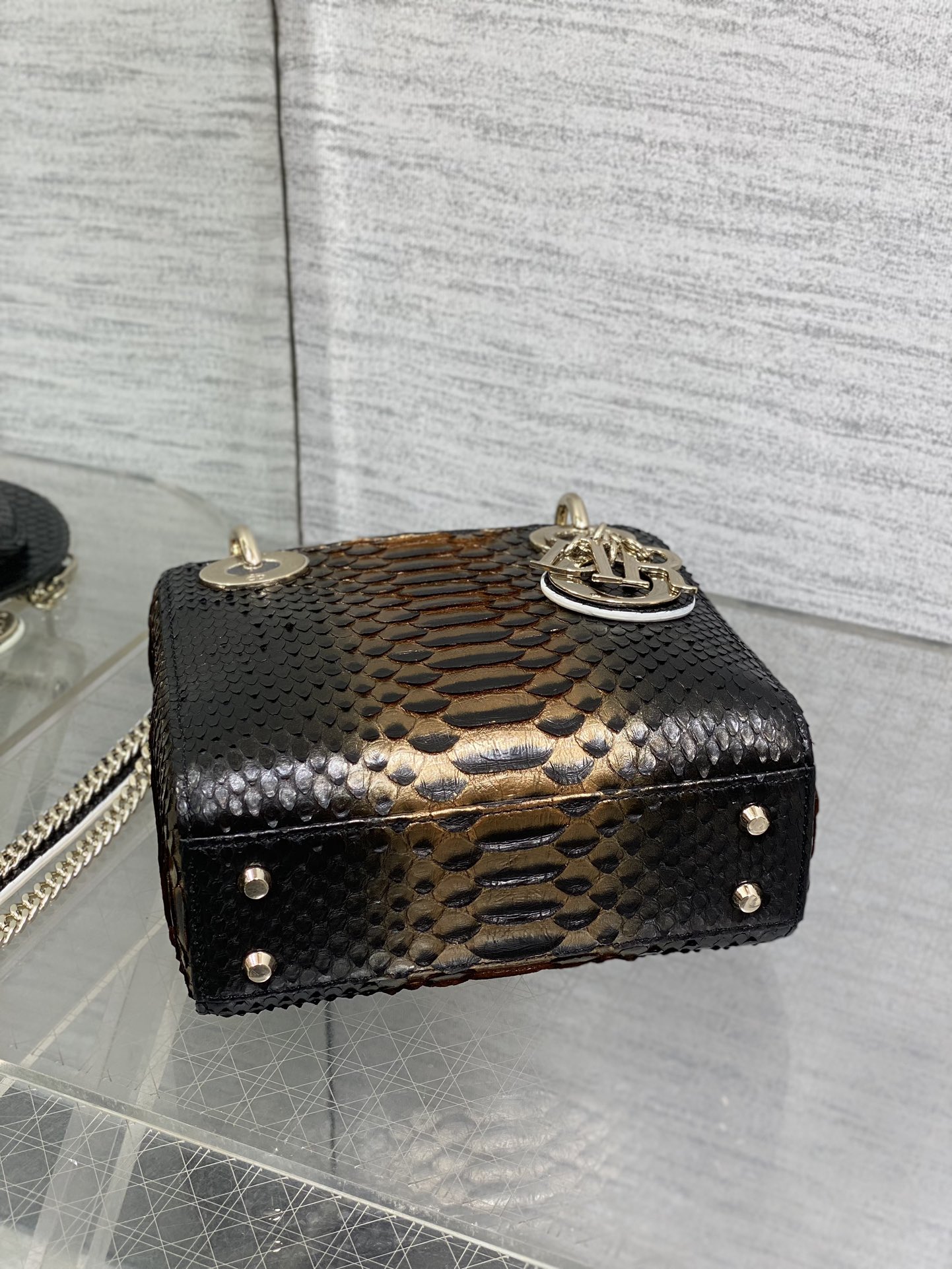 Dior Lady three-grid rare snakeskin Princess Diana bag