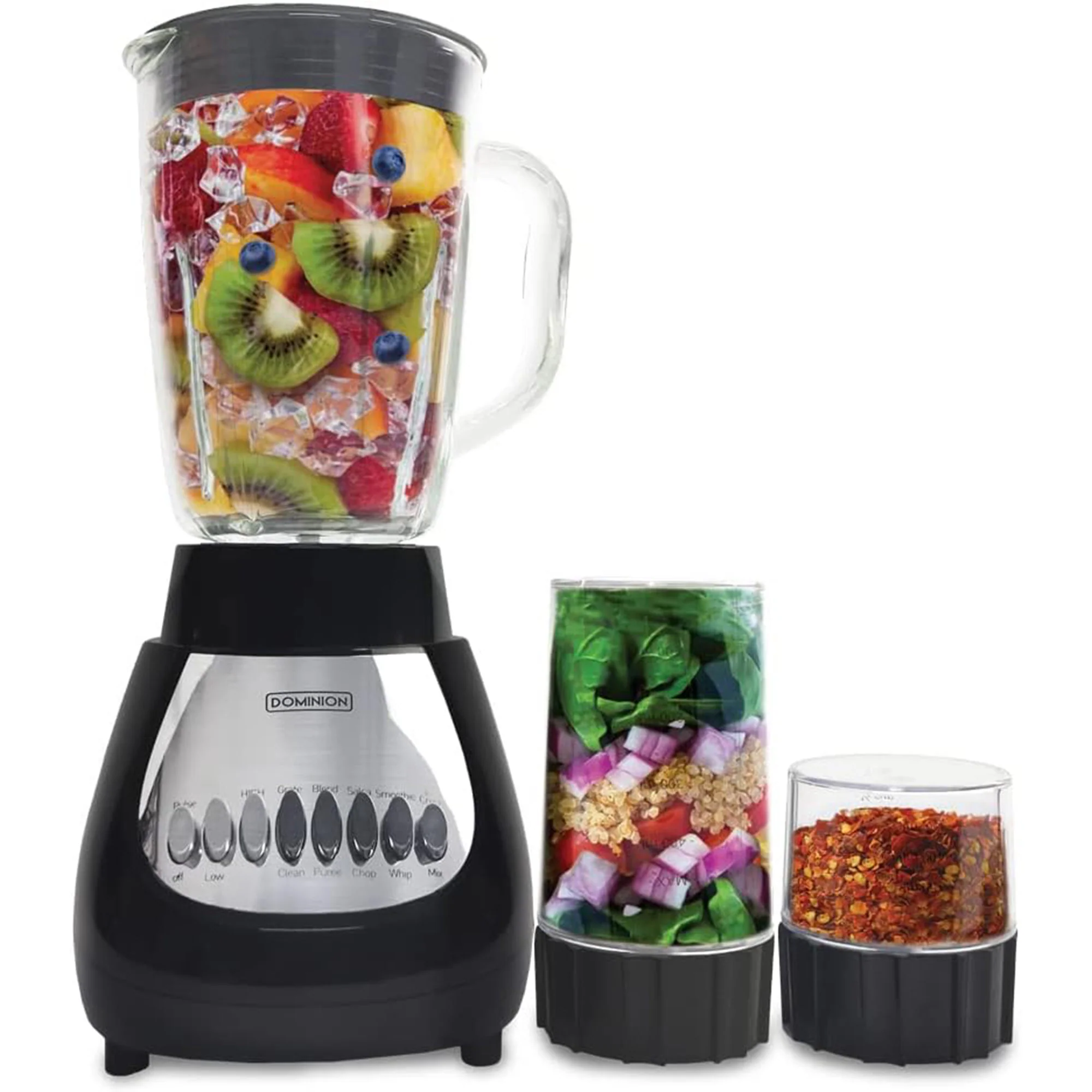 Dominion 10 Speed BlendMax Food Blender, Chopper and Grinder Combo, Black, 48 Ounces