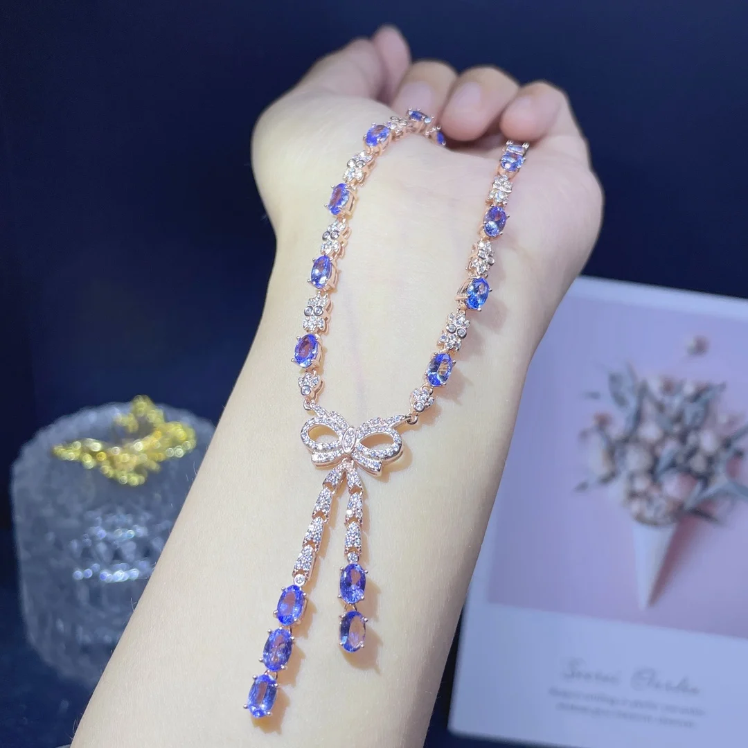 Women's Tanzanite Necklace Pendant 925 Sterling Silver Women's Necklace Gemstone Jewelry Certified Gemstone Free shipping