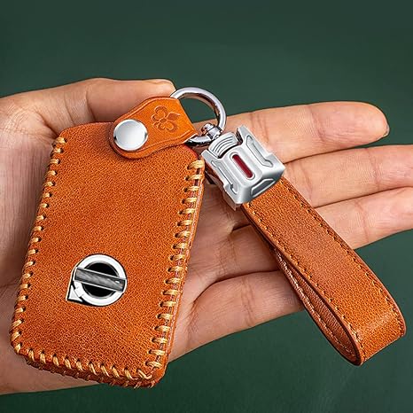 Buttons Genuine Leather Car Key