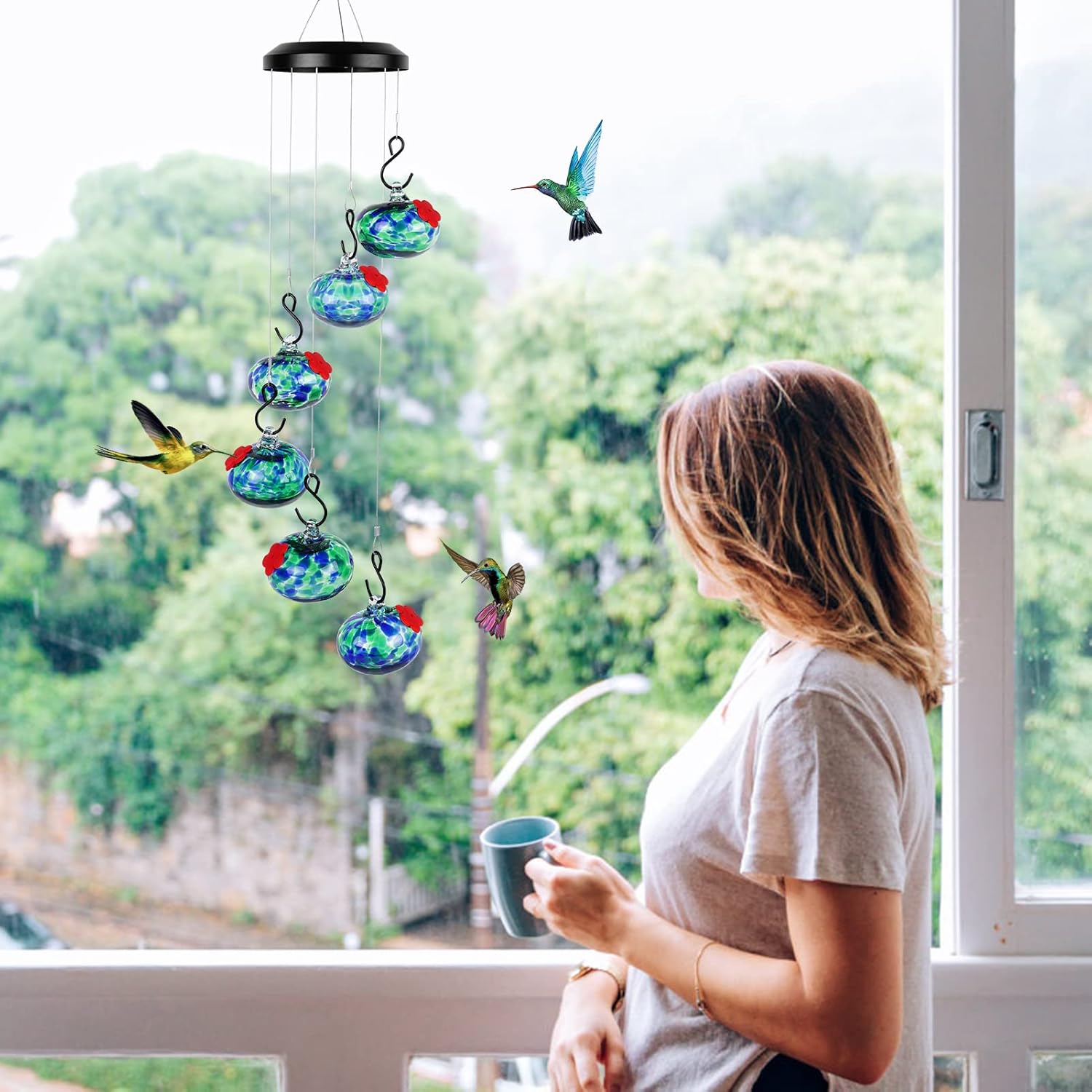 🔥ON SALE 59% OFF🔥Charming Wind Chimes Hummingbird feeders, ant and bee Proof, Never Leak