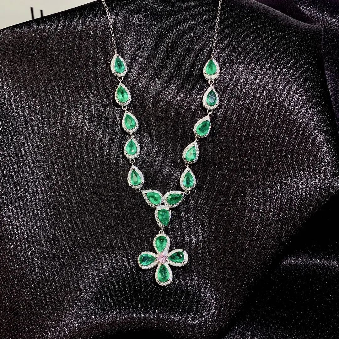 Emerald Tanzanite Silver 925 Jewelry Women's Gem Pendant 925 Sterling Silver Women's Luxury Necklace Free Christmas shipping
