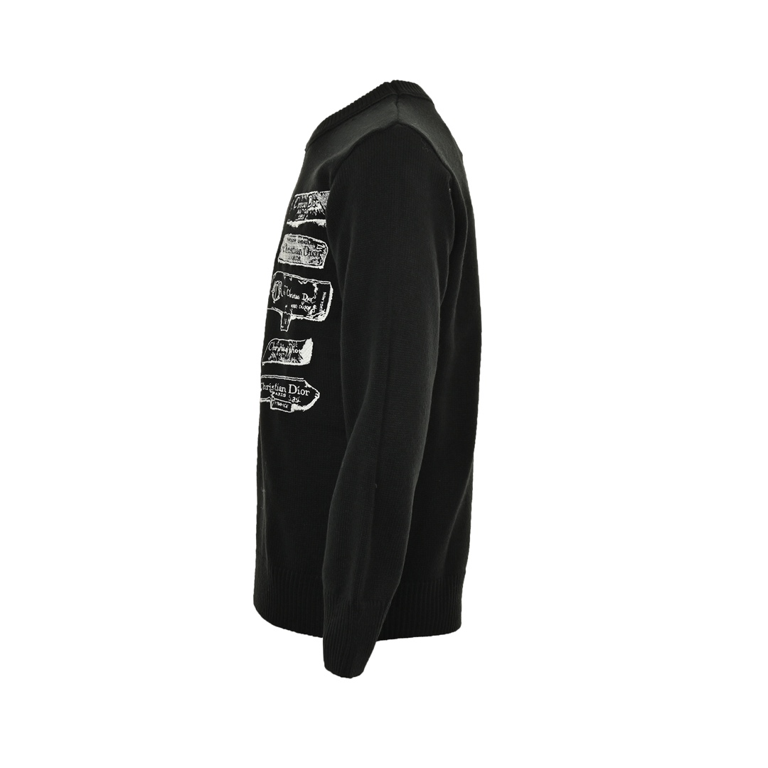 Dior 24Fw Archives Labels logo embroidered knitted pullover sweater