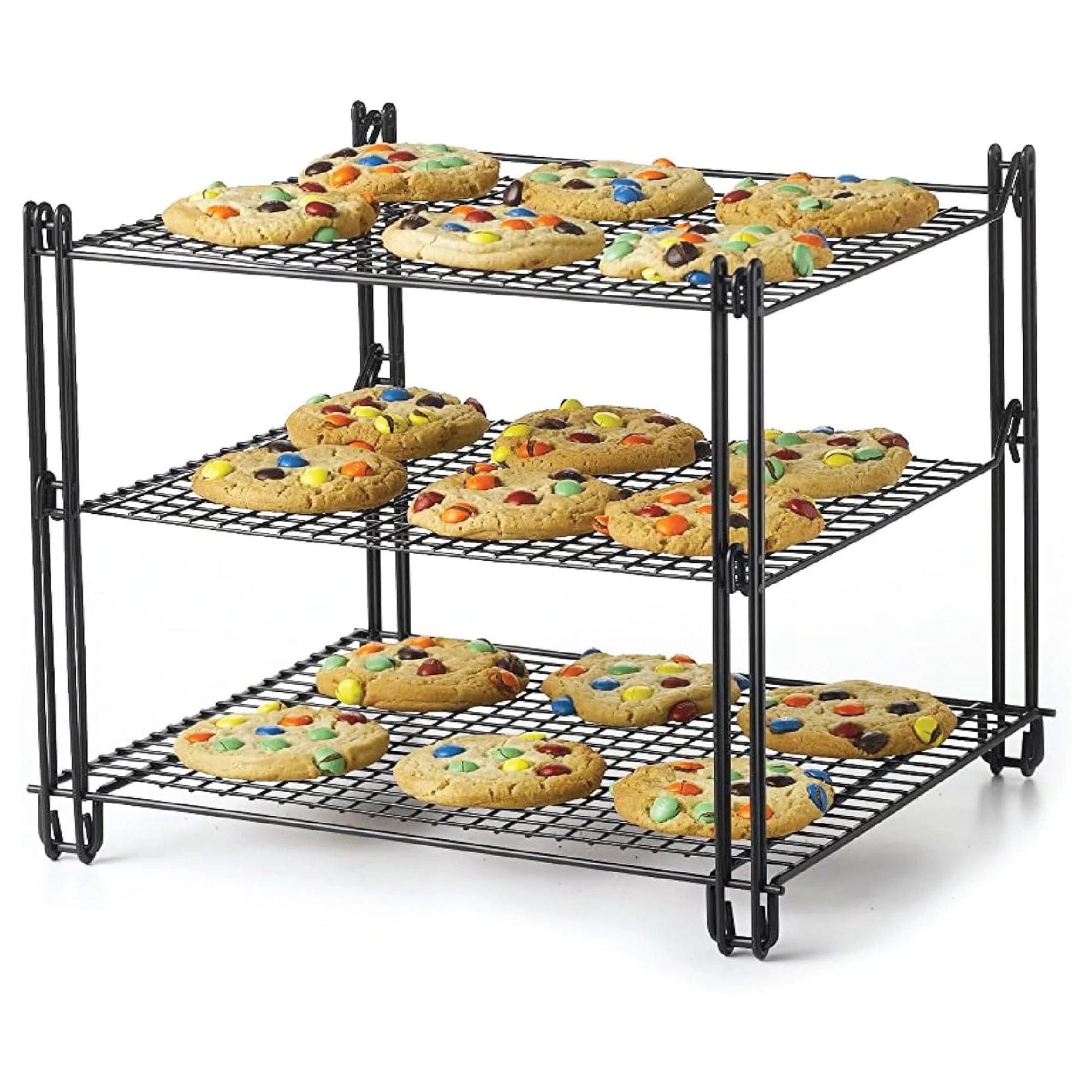 Nifty 3-Tier Non-Stick Coating Wired Cooling Rack Organizer, Black, 13.5x12x11.5 Inches