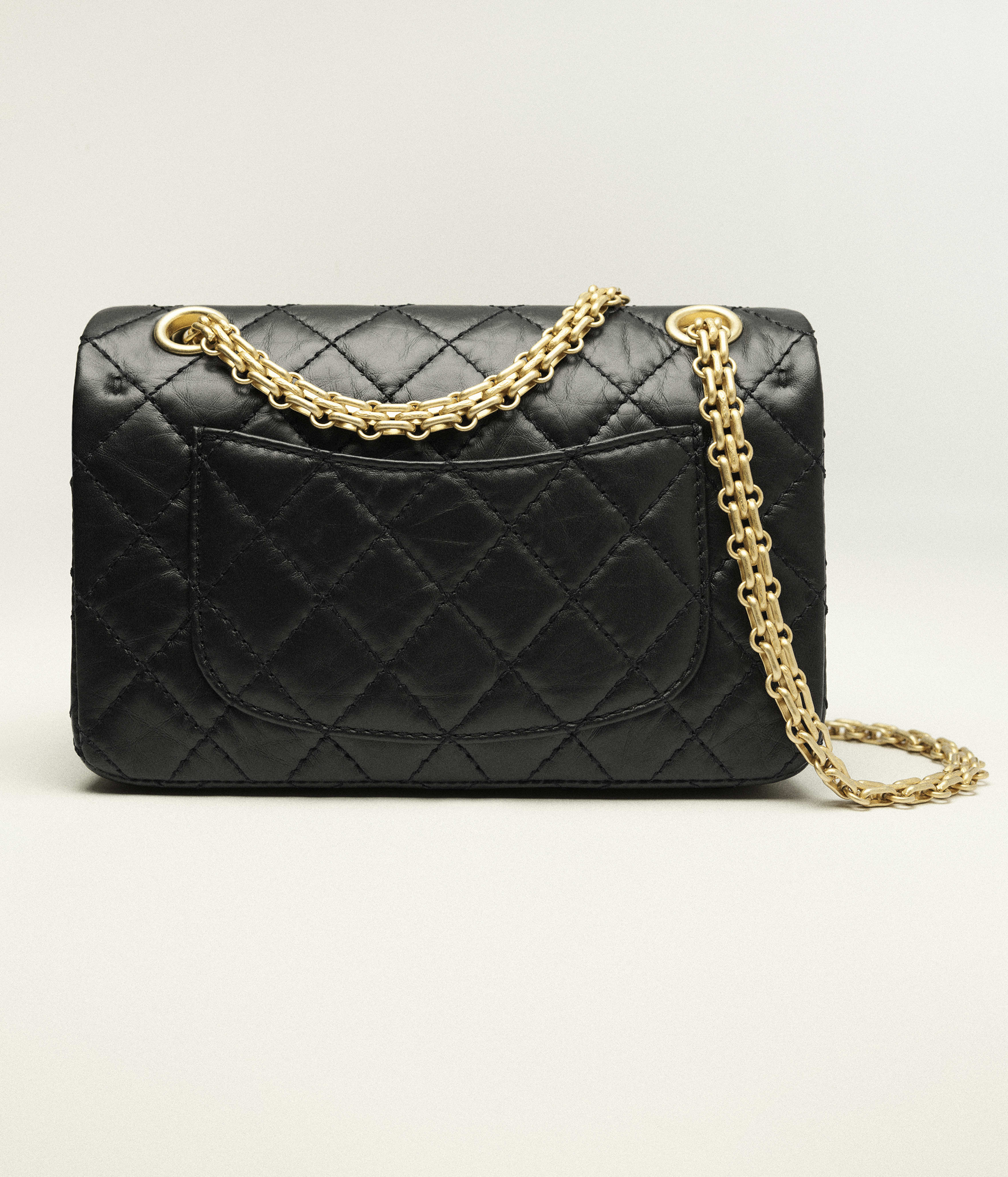 Chanel 2.55 Mini Flap Bag Aged Calfskin & Gold-Tone Metal Black AS0874-Y04634-94305