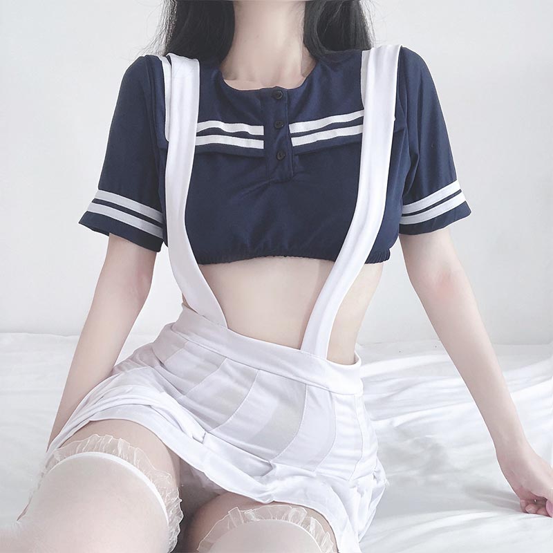 Sailor Collar Suspender Skirt Lingerie Set