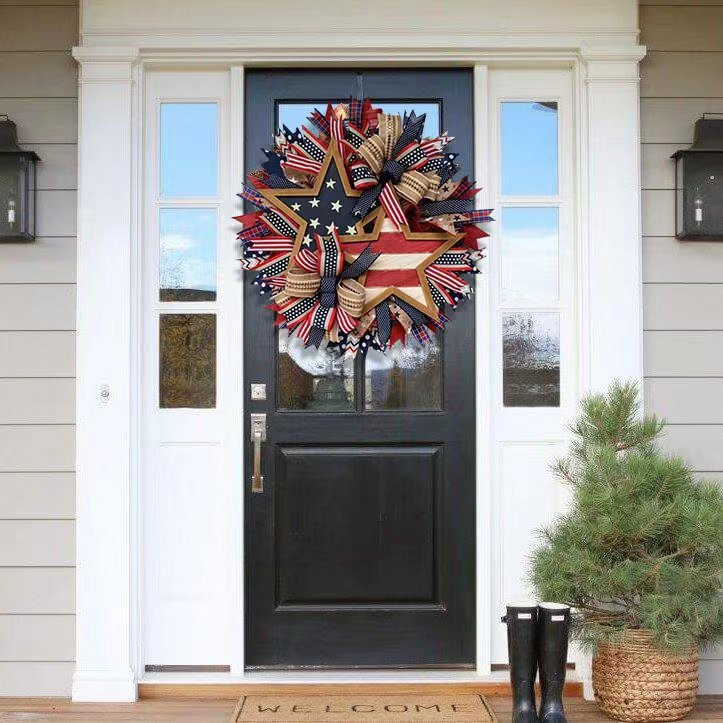 🔥[SAVE 50% OFF]--20 Inch/50cm Handmade American Patriotic Star Wreath -BUY 2 FREE SHIPPING