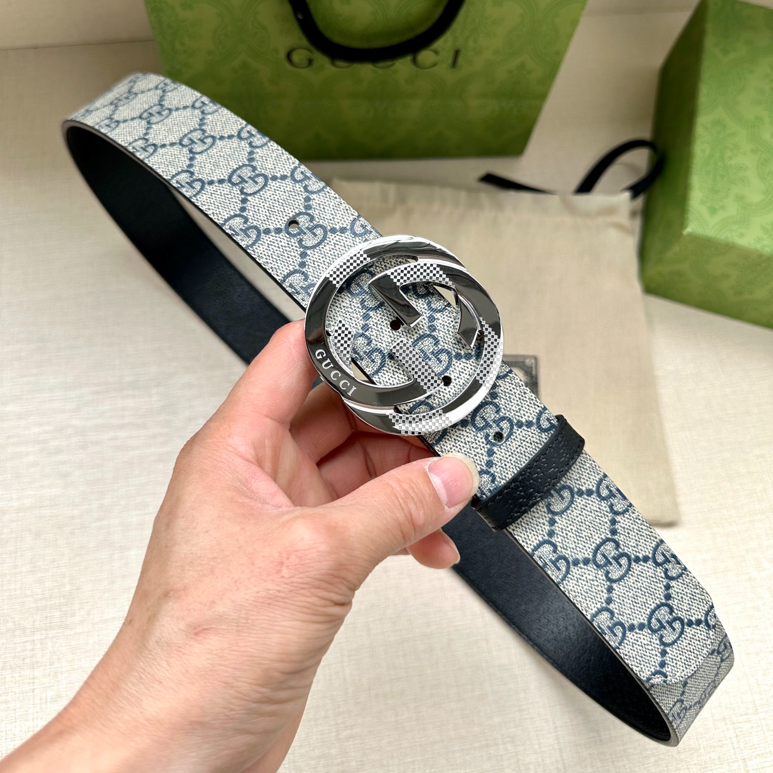 Gucci Marmont printed leather belt 3.8 cm wide