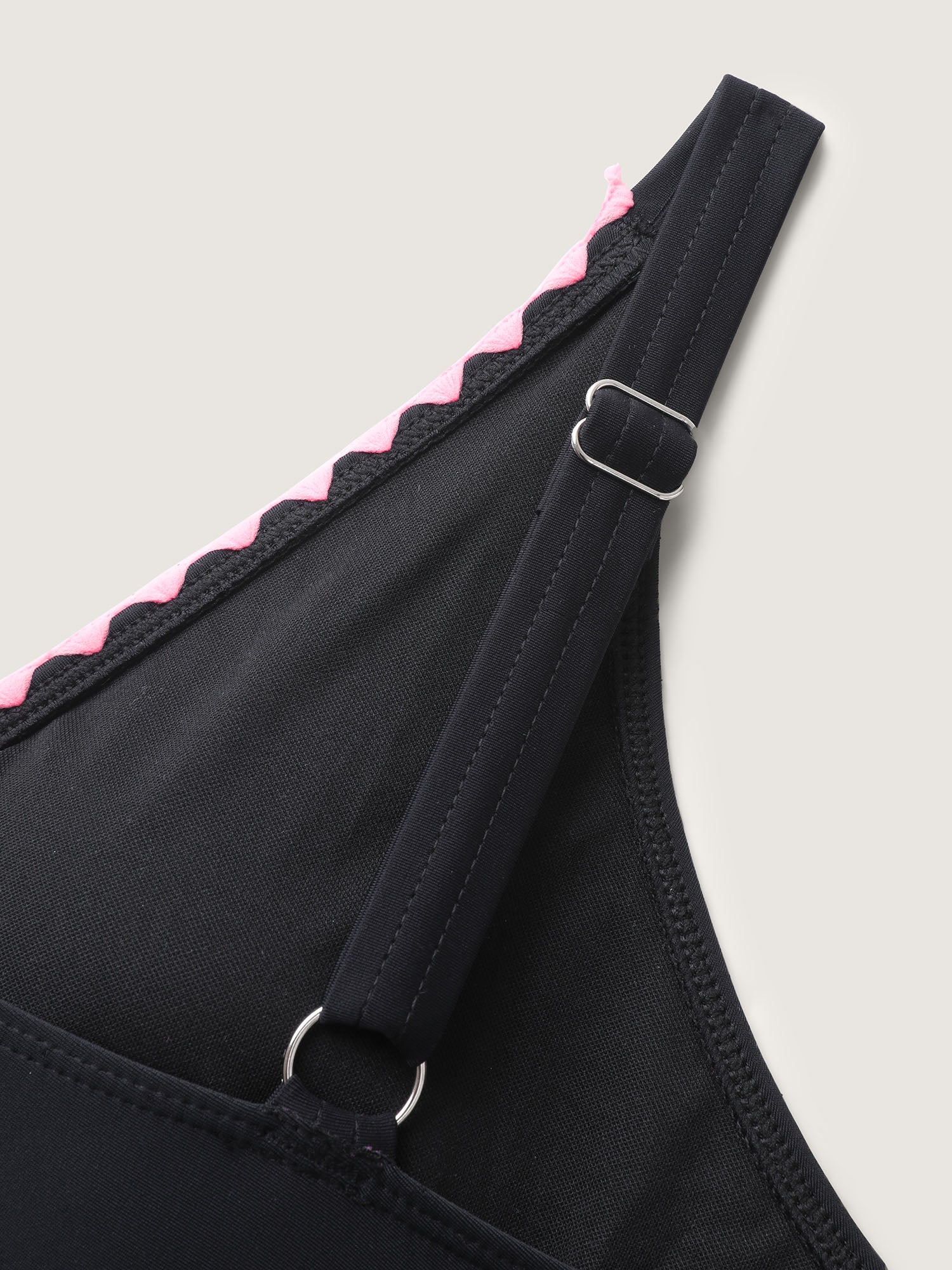 Embroidered Color Contrast Swim Top