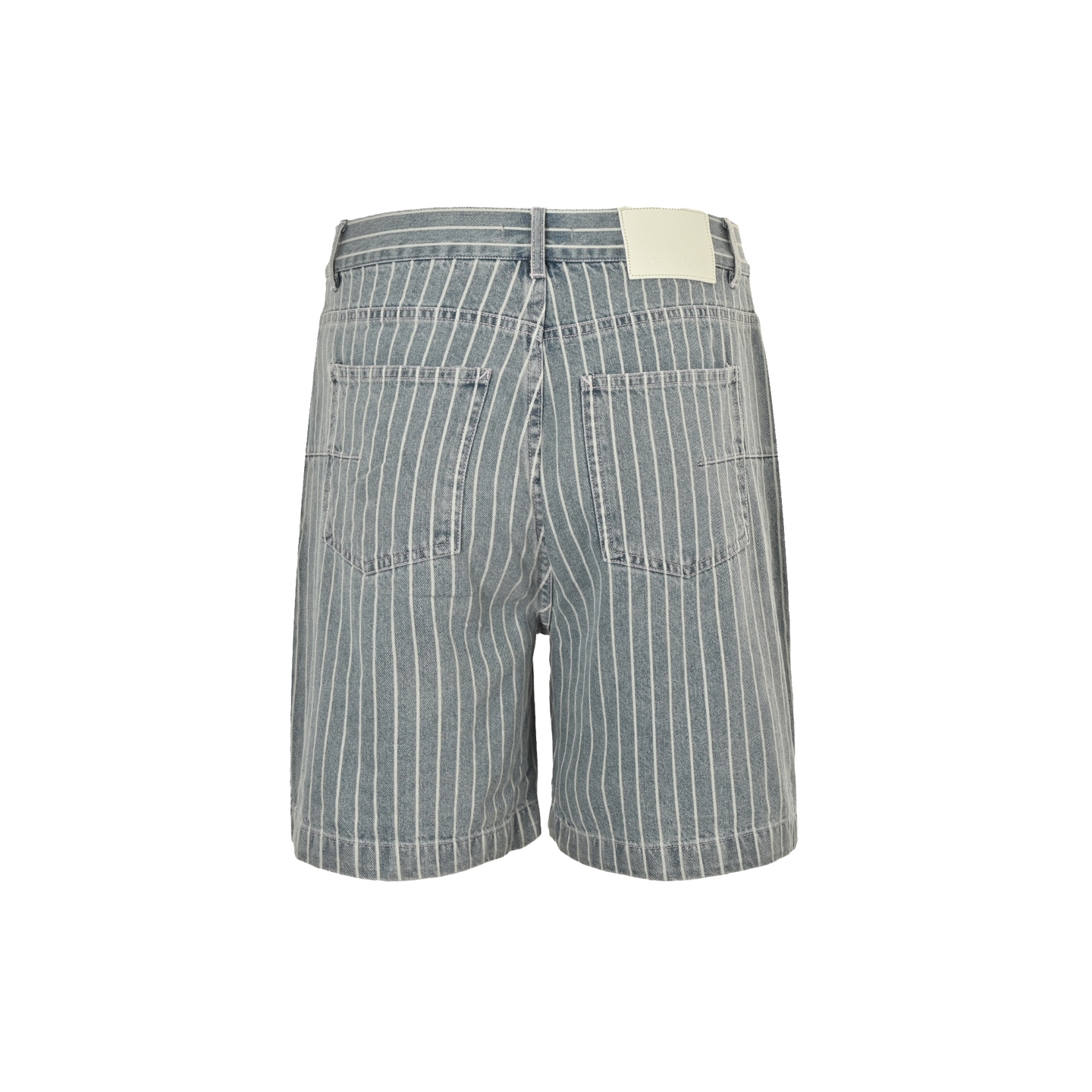 Dior 25ss embroidered lettering striped washed denim shorts