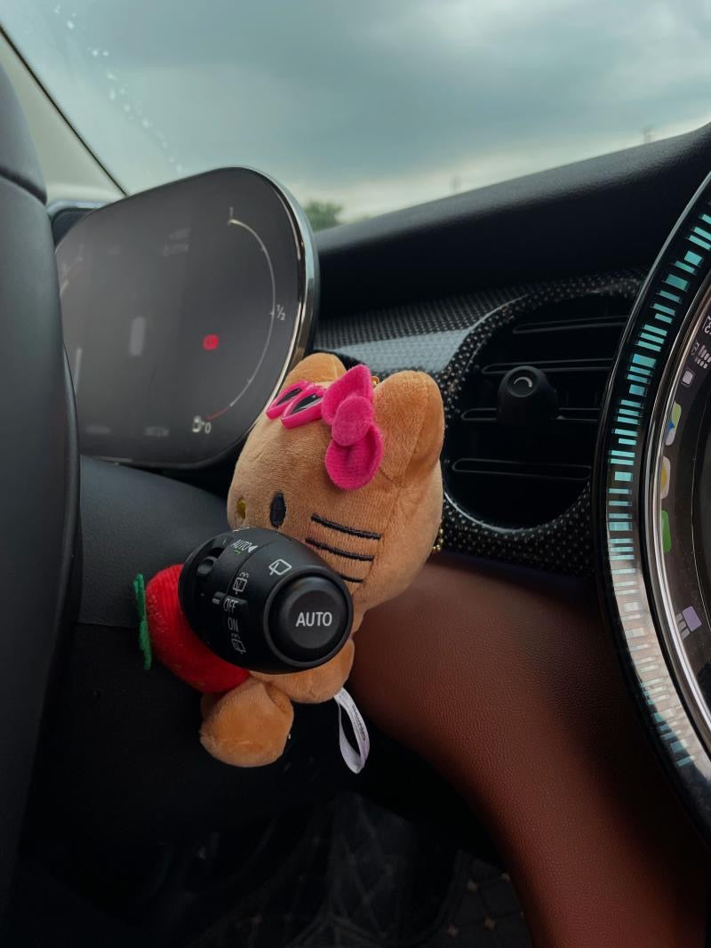 Tan KT Plush Toy for Windshield Wiper Gear Lever Wiper Shift Grip Ornament Car Accessories