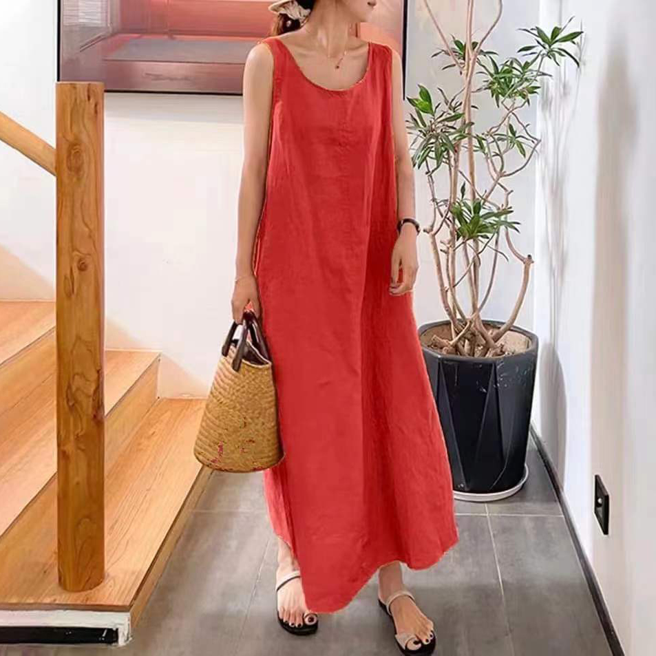 Solid Color Simple Casual Midi Dress