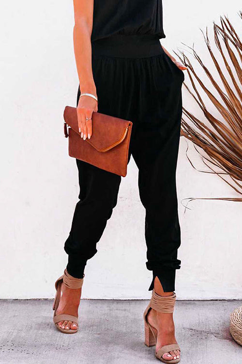 Heididress Solid Side Split Pockets Jogger Pants