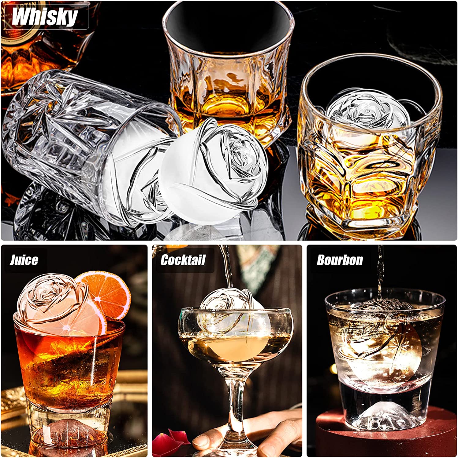 (🔥Mother's Day Sale 50% OFF )-3D Silicone Rose Shape Ice Cube Mold-BUY 3 GET 15% OFF & FREE SHIPPING