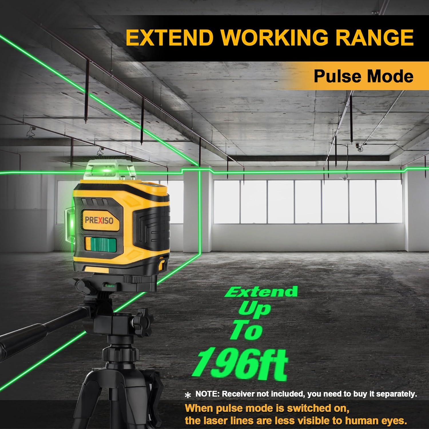 PREXISO Rechargeable 360° Self Leveling Green Laser Level with Tripod