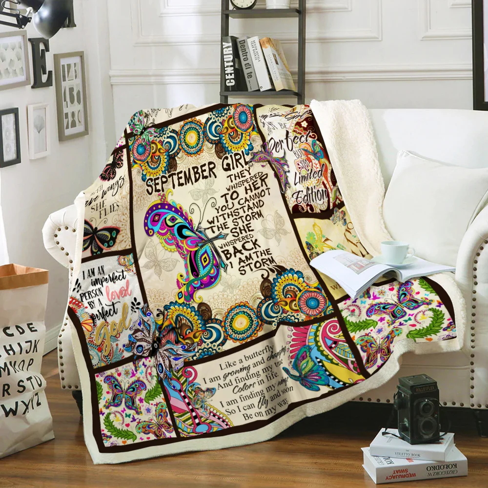 September Girl. I Am The Storm. Butterfly Sofa Throw Blanket