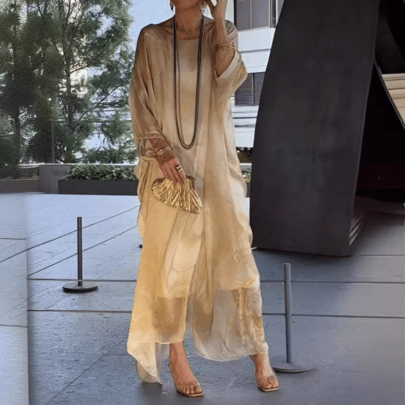 🔥Last day for 49% off🔥Elegant Chiffon Marbleized Print Dress