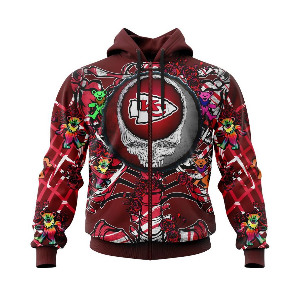 KANSAS CITY CHIEFS 3D HOODIE MIX GRATEFUL DEAD
