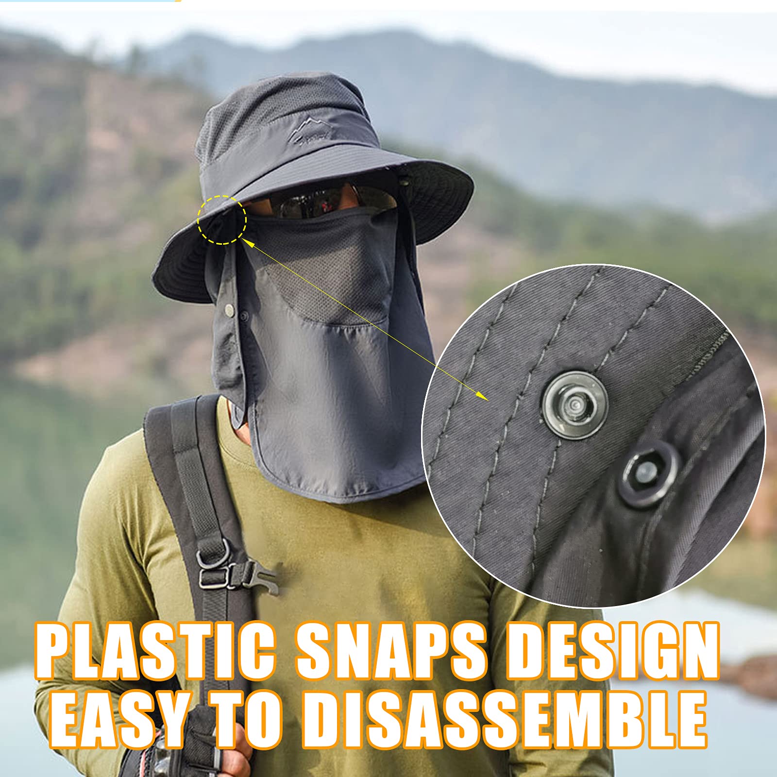 🔥 Hot Selling 🔥-[SAVE 50% OFF]--Men & Women Outdoor UV Sun Protection Wide Brim Hat with Face Cover & Neck Flap--BUY 2 GET FREE SHIPPING!