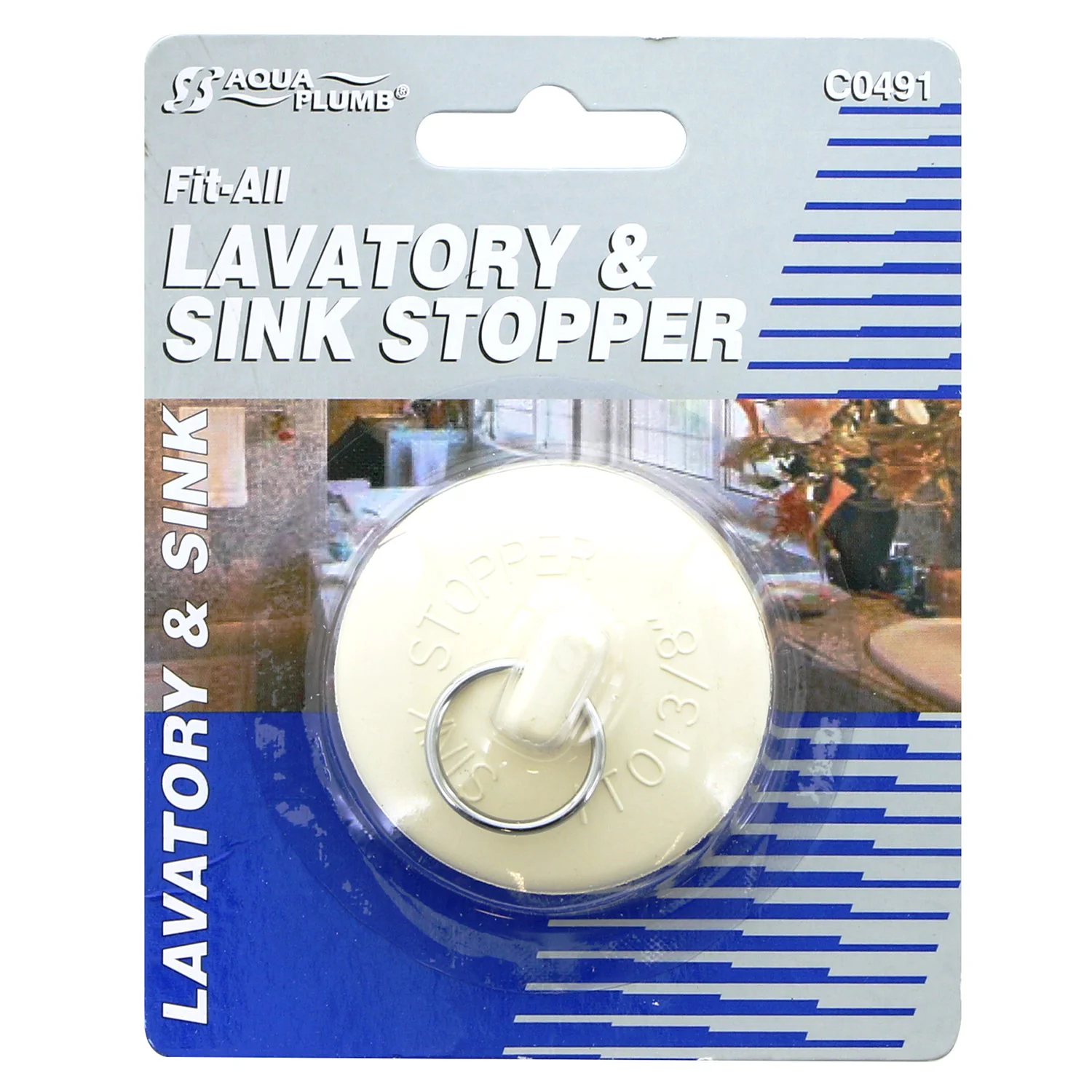 Aqua Plumb Lavatory And Sink Stopper, White, 1 to 1.375 Inches