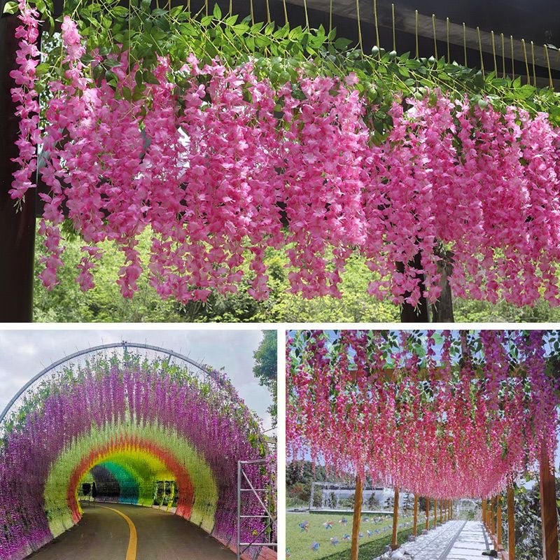 💐 12 Pack/Set Wisteria Flower Vines Garland, 3.75 Feet Artificial Flower Strings